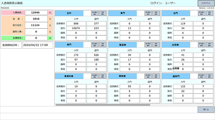 入退場数表示画面のイメージ画像